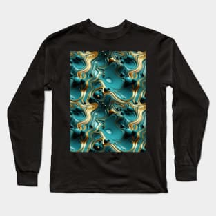 Funky Facade: Trompe-l’oeil Green Turquoise and Gold Long Sleeve T-Shirt